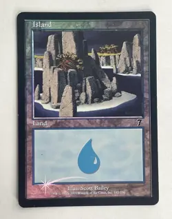 FOIL Island X1 card no. 332 Seventh 7th Edition Mtg Magic the Gathering - Image 1