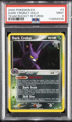 2004 POKEMON EX TEAM ROCKET RETURNS #3 DARK CROBAT-HOLO PSA 9 - Image 1