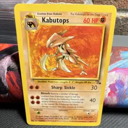 Pokemon Kabutops Rare Fossil Regular 60 HP Wizards 24/62 English 1999 CREASE - Image 1