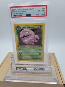 Pokemon 2000 Team Rocket Dark Weezing #31 Non-Holo 1st Ed - PSA 6 EX-MT - Image 1