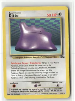Pokemon Ditto (18) 18/62 Unlimited Fossil Rare - Image 1