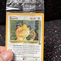 Pokemon TCG Meowth Black Star 10 Wotc Promo Holo SEALED swirl. Scratches on holo - Image 2
