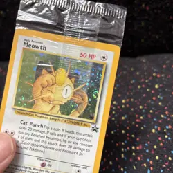 Pokemon TCG Meowth Black Star 10 Wotc Promo Holo SEALED swirl. Scratches on holo - Image 5