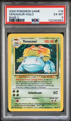 2000 POKEMON BASE SET 2 #18 VENUSAUR-HOLO PSA 6 - Image 1