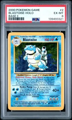2000 Pokemon Game Base II 2 Blastoise Holo PSA 6 - Image 1