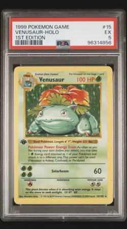 1999 Base Set Venusaur Holo Shadowless Rare 1st Edition PSA 5 - Image 1