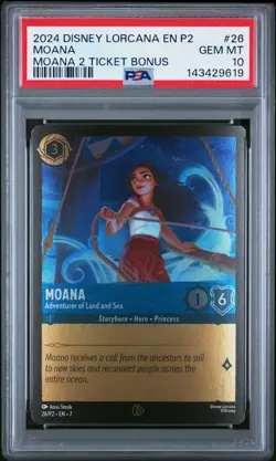 2024 DISNEY LORCANA EN P2-PROMO #26 MOANA - ADVENTURER OF LAND AND SEA PSA 10 - Image 1