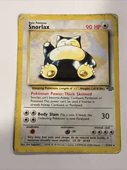 1999 Pokemon TCG Jungle Snorlax 27/64 Non Holo Rare Vintage WOTC Card HP Played - Image 1