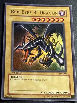 Red-Eyes Black Dragon SDJ-001 1st Edition Ultra Rare Yu-Gi-Oh Card LP - Image 1