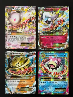 4x Mega M Lot XY Slowbro EX Steelix Altaria Audino Holo evolutions Pokemon Card - Image 1