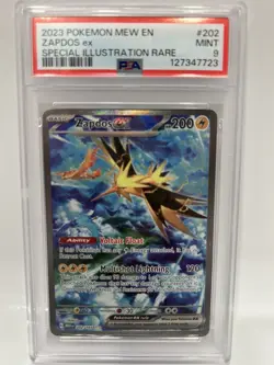 PSA 9 Zapdos ex SIR Pokemon 151 SV 202/165 Special Illustration Rare Card Mew - Image 1