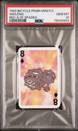1999 Pokemon Weezing Mini Playing Card Poker Bicycle 8 of Spades PSA 10 Gem Mint - Image 3