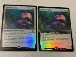 2 x mtg foil Prehistoric Pet, 1 is borderless, TMNT, unplayed - Image 1
