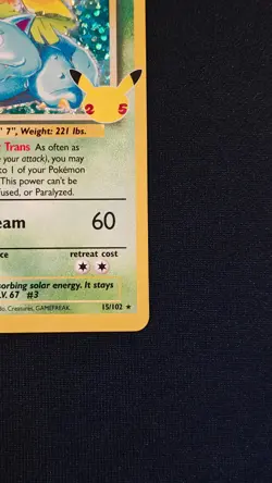 Venusaur 15/102 Celebrations: Classic Collection Holo Rare Pokemon Card NM/Mint - Image 5