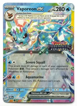 Vaporeon ex 023/131 - Pokemon TCG - Prismatic Evolutions Stamped Promo Holo - Image 1