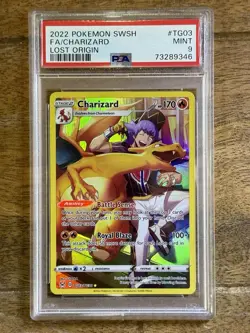 2022 Pokemon Sword & Shield Charizard Full Art Lost Origin #TG03 TG30 - PSA 9 - Image 1