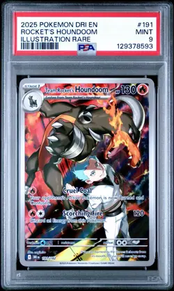 2025 POKEMON DESTINED RIVALS ILLUSTRATION RARE #191 TEAM ROCKET'S HOUNDOOM PSA 9 - Image 1