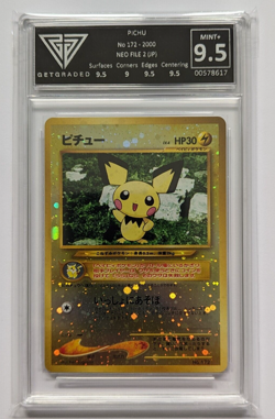 Pichu | No. 172 | Neo File 2 | Pokemon TCG | Reverse Holo + Swirl | Graded 9.5 - Image 1