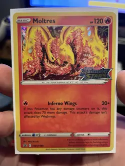 Pokemon- Moltres Brilliant Stars Black Star Promo SWSH185 Holo NM - Image 1