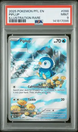 2025 Pokemon Phantasmal Flames Piplup Illustration Rare #098/094 PSA 9 - Image 1