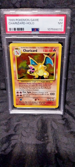 1999 Pokemon TCG Charizard Base Set Holo Rare 4/102 Vintage PSA 7 - Image 1