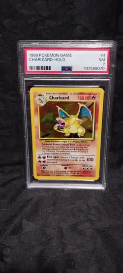 1999 Pokemon TCG Charizard Base Set Holo Rare 4/102 Vintage PSA 7 - Image 3