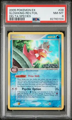 2005 POKEMON EX DELTA SPECIES #28 SLOWKING-REVERSE FOIL PSA 8 - Image 1