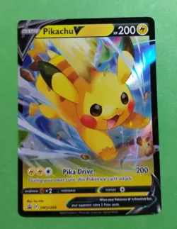Pikachu V SWSH285 Sword & Shield Promo Holo Pokemon, LP - Image 1