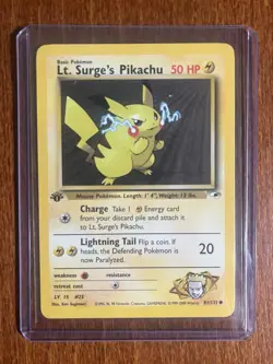 [NM] 2000 Pokemon Gym Heroes Lt. Surge's Pikachu 1st Edition #81/132 Common - Image 1