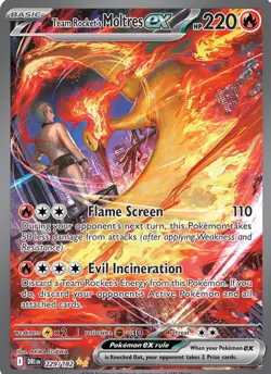 Team Rocket's Moltres EX SIR 229/182 Destined Rivals Pokemon TCG Near Mint - Image 2