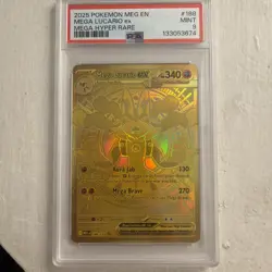 Pokemon Mega Evolution Mega Lucario EX 188/132 Gold Mega Hyper Rare PSA 9 Mint - Image 1