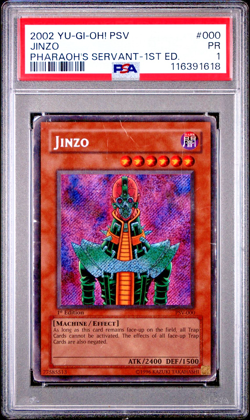 PSA 1 1ST EDITION 2002 Pharaoh's Servant Jinzo PSV-000 YUGIOH Secret Rare - Image 1