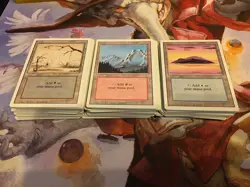 Magic the Gathering Revised 3ED + 4ED Land Bundle Lot 100 Cards - Image 1