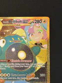 Pokemon TCG Ionos Bellibolt ex 188/159 Journey Together Gold Hyper Rare Card NM - Image 3