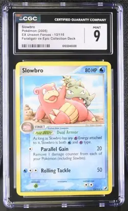 POP 1 TOP POP CGC 9 MINT Slowbro 2005 EX Unseen Forces 13/115 Rare Pokemon Card - Image 1