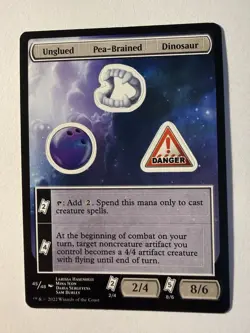 MTG Unfinity Unglued Pea-Brained Dinosaur #45 Regular Token Sticker Sheet - Image 1