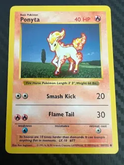 Pokemon TCG Ponyta Base Set 60/102 Regular Shadowless Common LP - Image 1