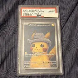 2023 Pokemon SVP EN Pokemon x Van Gogh - Pikachu Grey Felt Hat #085 PSA 10 - Image 1