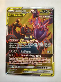 Pokemon TCG Cosmic Eclipse Naganadel & Guzzlord GX 223/236 Ultra Rare Jd - Image 1