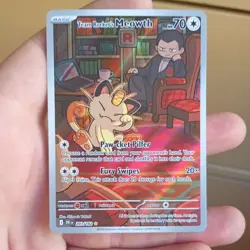 Pokemon TCG TEAM ROCKET’S MEOWTH 203/182 SV Illustration Rare holo - Image 1