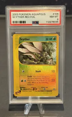2003 Pokemon Aquapolis English Card - PSA 8 - Scyther Reverse Foil #106/147 - Image 1
