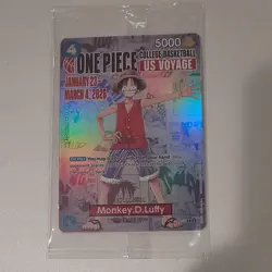 One Piece Monkey.D.Luffy College Basketball US Voyage Promo Card Sealed Gonzaga - Image 1