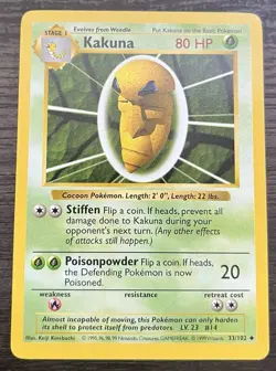 Kakuna 033/102 Pokemon TCG WOTC Base Set (Shadowless) Regular MINT - Image 1