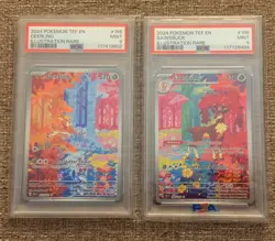 2024 Pokemon Deerling & Sawsbuck En TEF Illustration Rare PSA 9 - Image 1