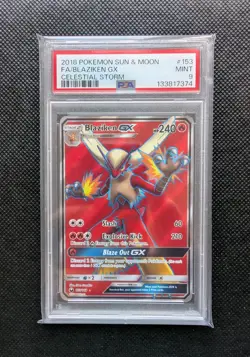 Blaziken GX 153/168 - Celestial Storm Pokemon Card - PSA 9 MINT - Fresh Cert - Image 1
