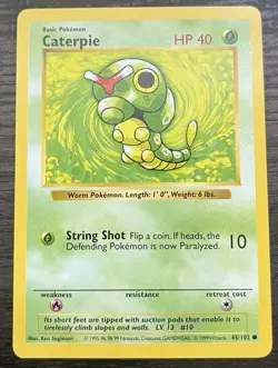 Caterpie 045/102 Pokemon TCG WOTC Base Set (Shadowless) Regular MINT - Image 1
