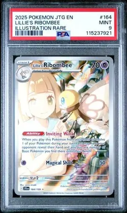 2025 POKEMON JOURNEY TOGETHER #164 LILLIE'S RIBOMBEE ILLUSTRATION RARE PSA 9 - Image 1