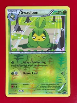Pokemon TCG Swadloon B&W Emerging Powers 6/98 Reverse Holo English 2011 NM - Image 1