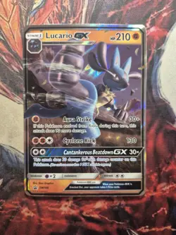 Lucario GX SM100 Pokemon TCG Sun & Moon: Black Star Promo LP - Image 1