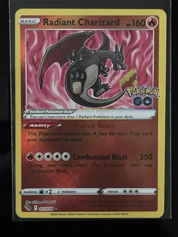 Pokemon Radiant Charizard Pokemon GO 011/078 Radiant Rare Holo 160 HP English - Image 1